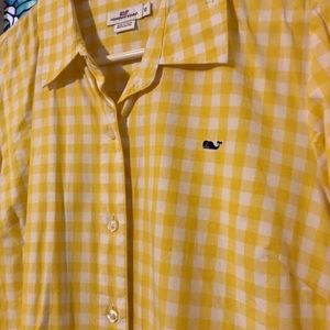 Vineyard Vines yellow & white gingham shirt, 12
